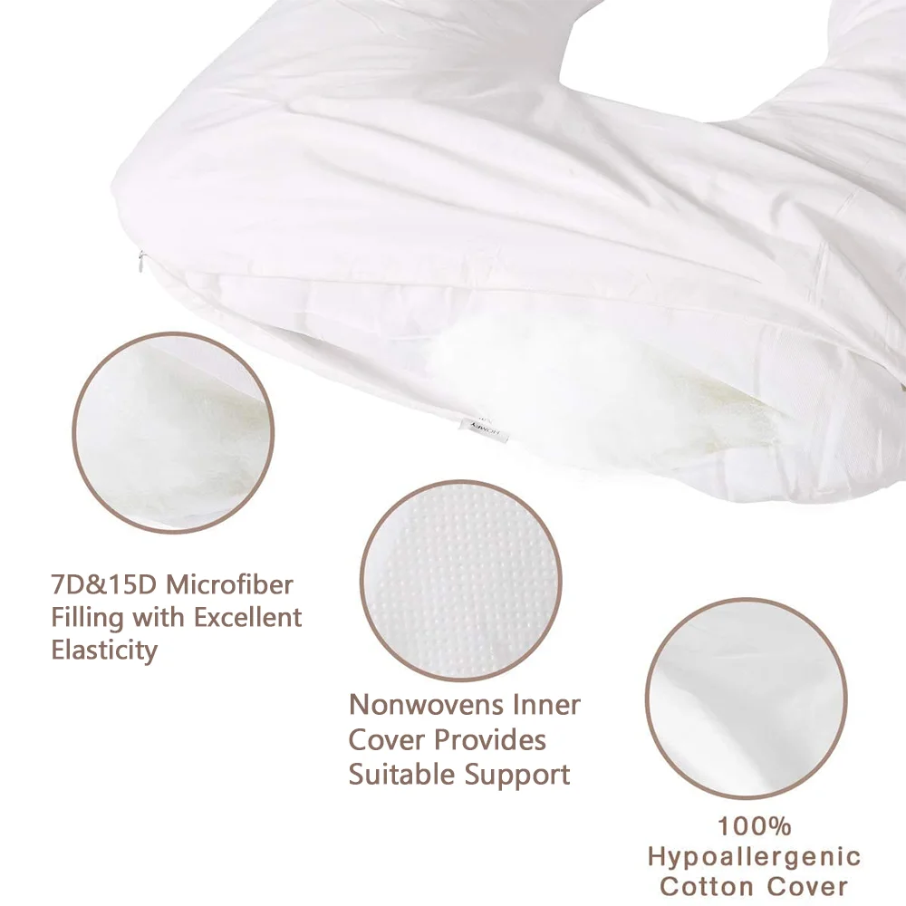 2025 Customized Cooling Bamboo U-shape Full Body Velvet Maternity Pregnancy Pillow for Pregnant details