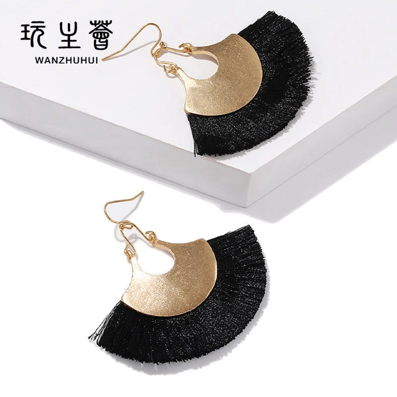 

Hot selling woman long colorful tassel fan Earrings made in korea earring