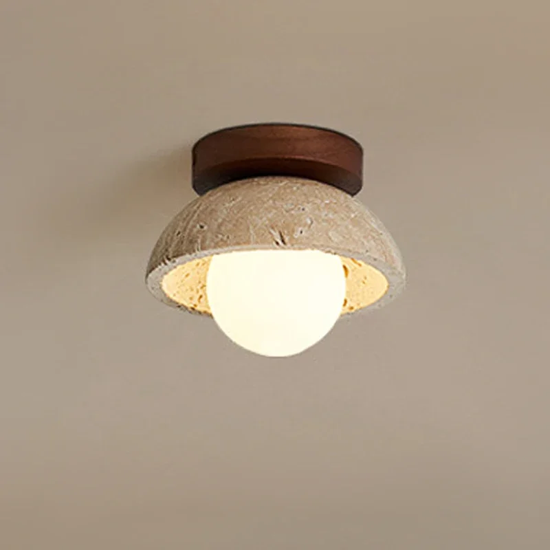 Japanese Wabi Sabi Style LED Ceiling Retro Creativity Small Lamp Yellow Cave Stone Design for Entrance Hallway Foyer Balcony