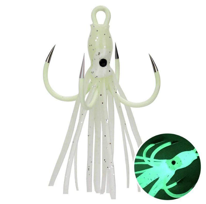 

High Quality Luminous four-claw Jigging four anchor hook with luminous octopus squid bait Metal Jig quadra Hooks, Picture shows