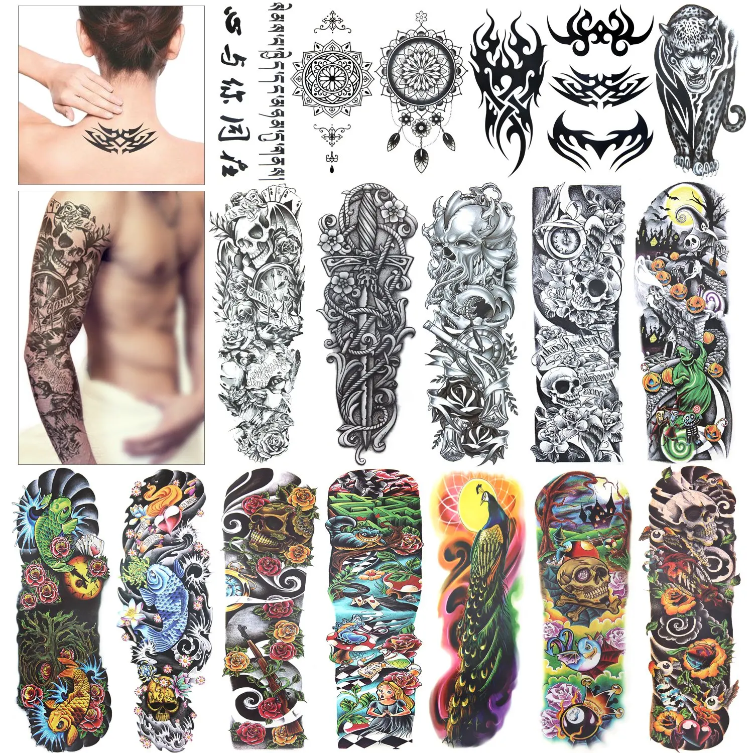 Buy Yazhiji 36 Sheets Temporary Tattoos Stickers 12 Sheets Fake Body Arm  Chest Shoulder Tattoos for Men or Women with 24 Sheets Tiny Black Online at  Lowest Price in Ubuy India B082X79RNS