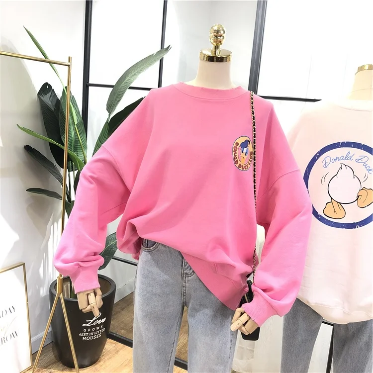 

Fashion Women Sweatshirt Casual Long Sleeve Cotton Pullovers Cartoon Print Crewneck Women Oversized Hoodie Tops