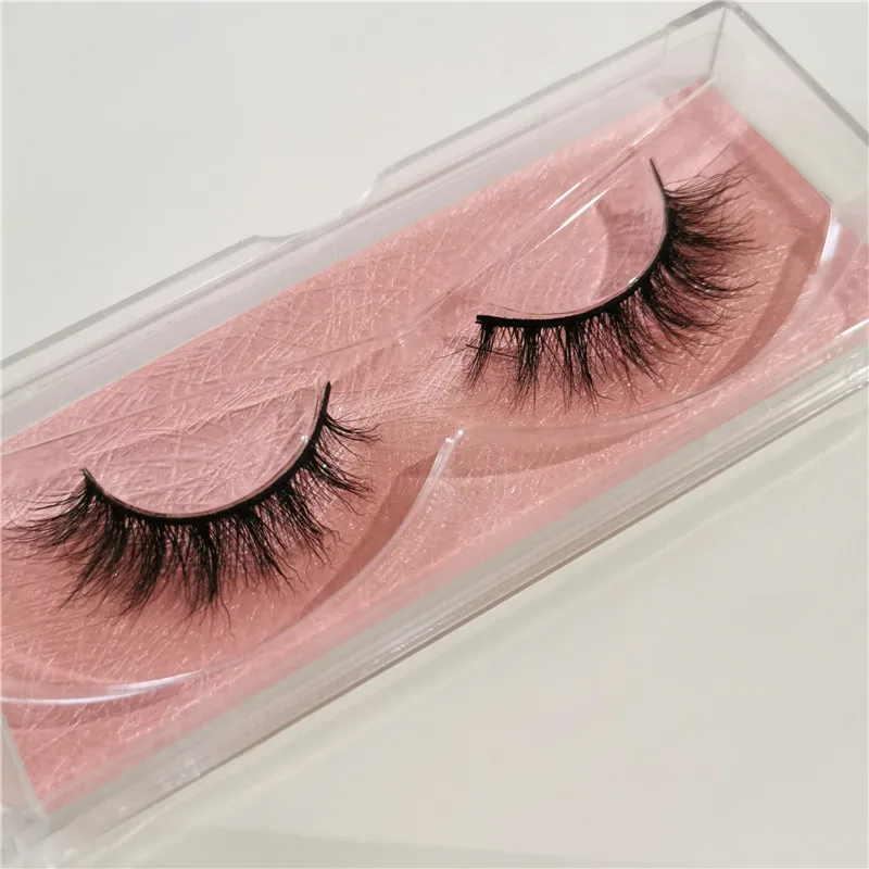 

3D mink reusable short natural eyelashes premade short mink lashes / eyelashes with logo