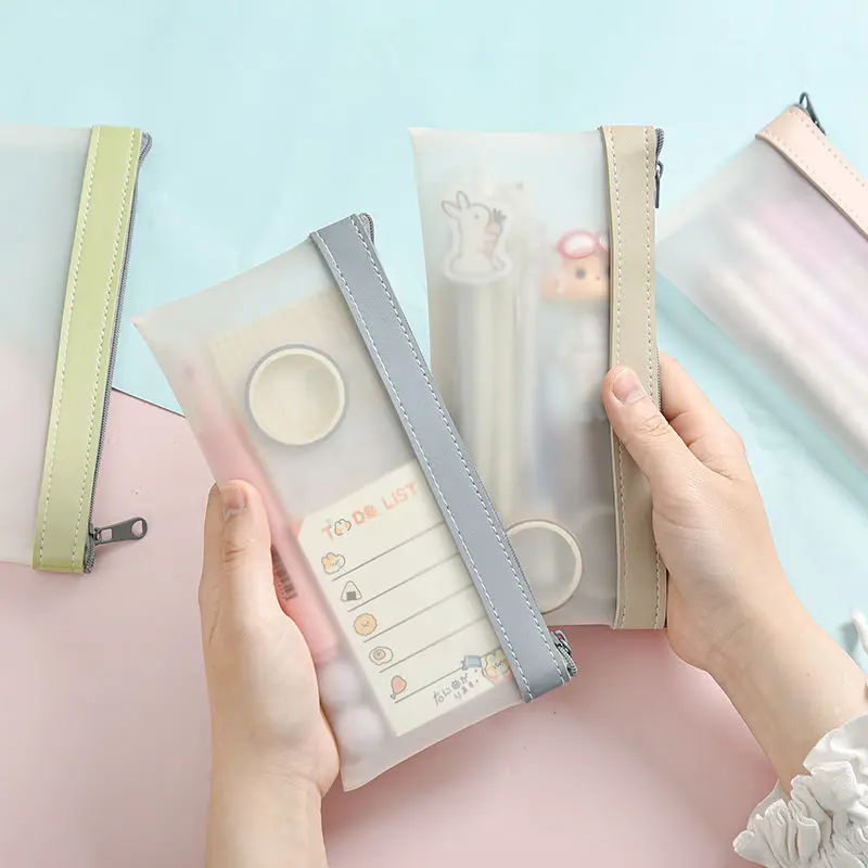 

multifunction cute student kawaii anime cartoon big capacity school kids pouch box pencil case transparent pencil bag