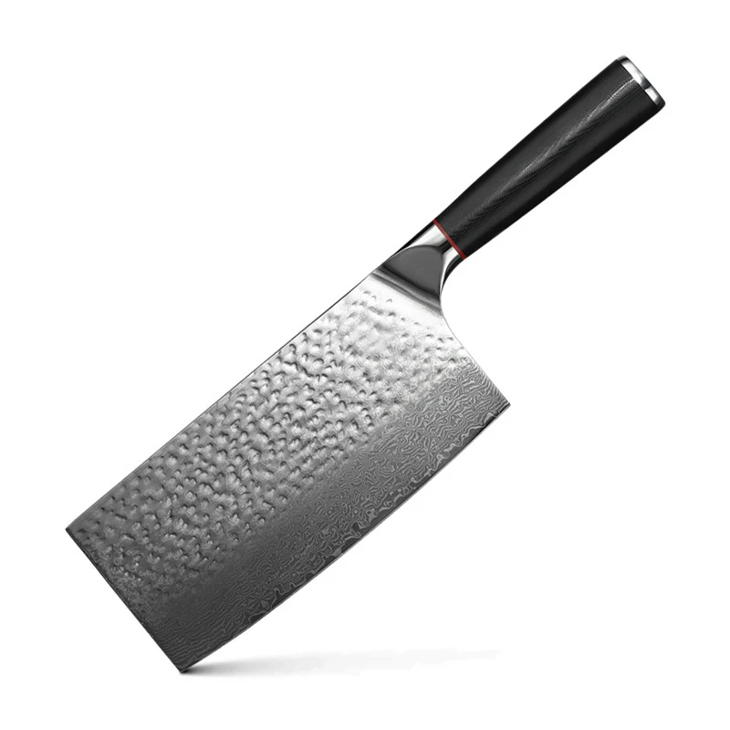 

Chinese meat cleaver G10 knife kitchen chef hammer Damascus steel knives