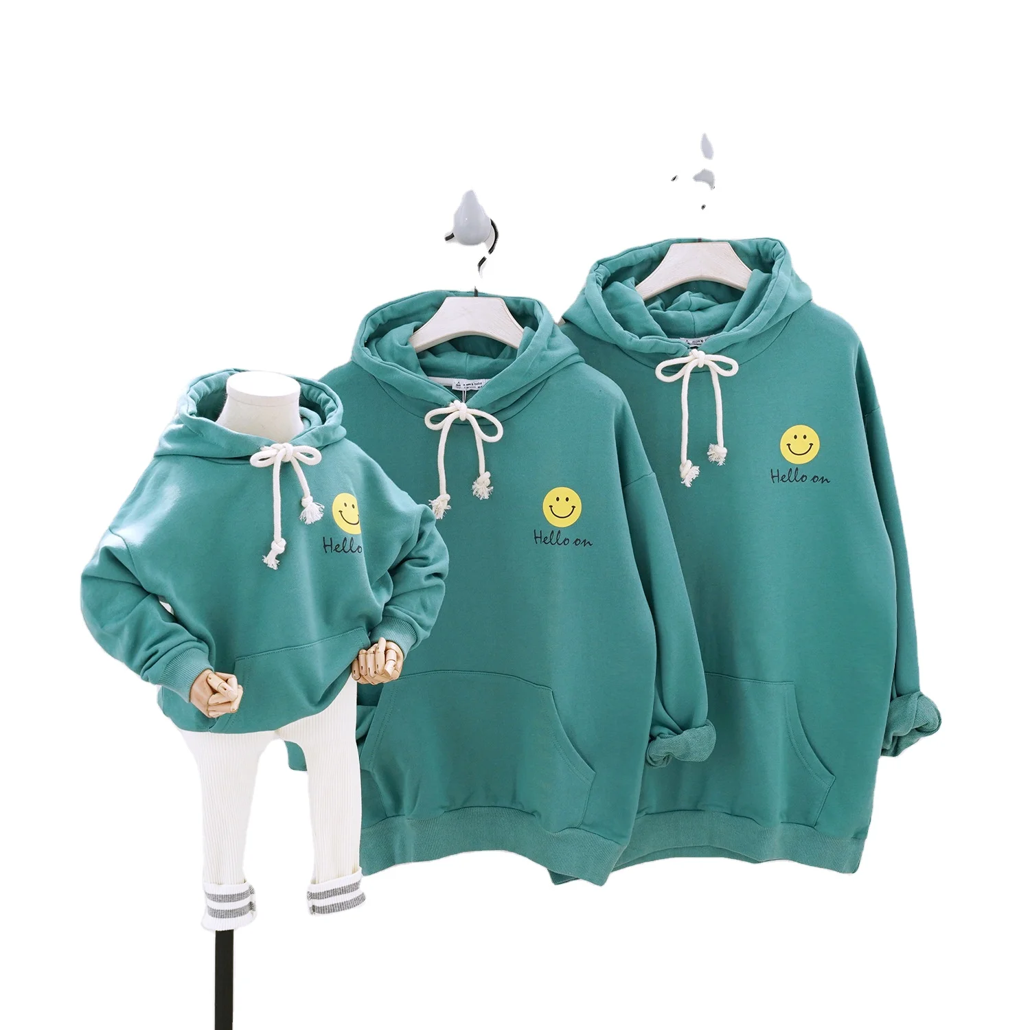

Unisex children cartoon printed hoodies family sweatshirts parent child sportswear, As picture