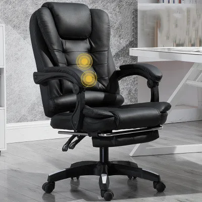 
High-Back Simple Luxury Leather Boss Office Chair with massage function. 