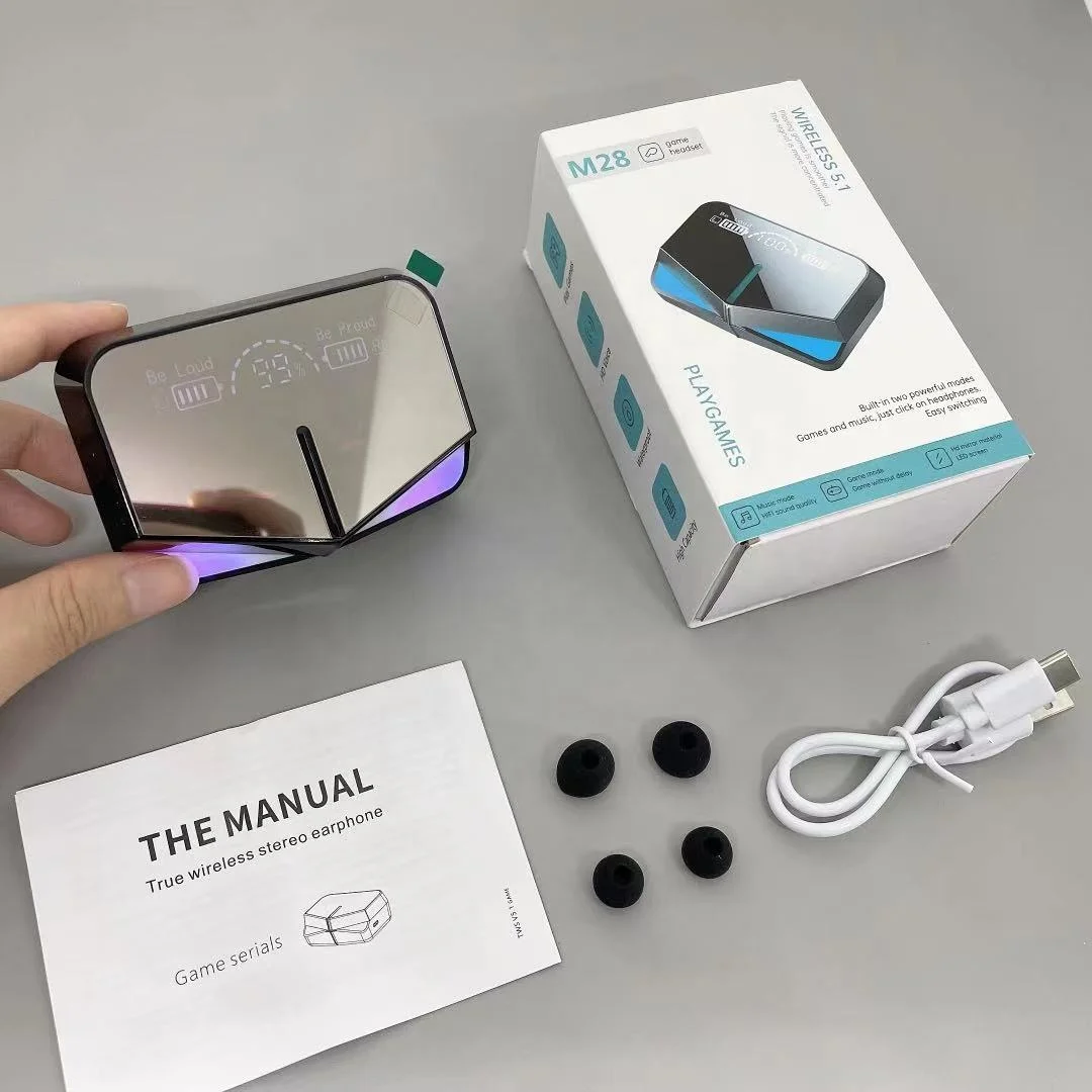 

2021 Newest M28 Gaming Earbuds Fantastic for Game and Music with Mic Bass Audio Sound Wireless Headsets Microphone