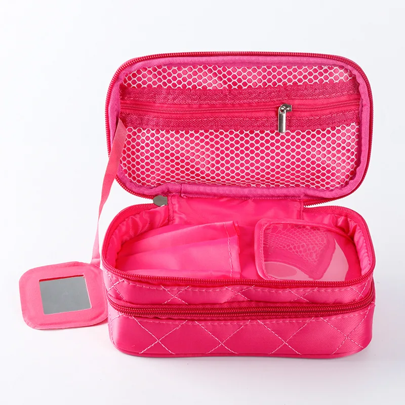 

3 pattern brush layers Diamond toiletry bag cosmetic bag with mirror