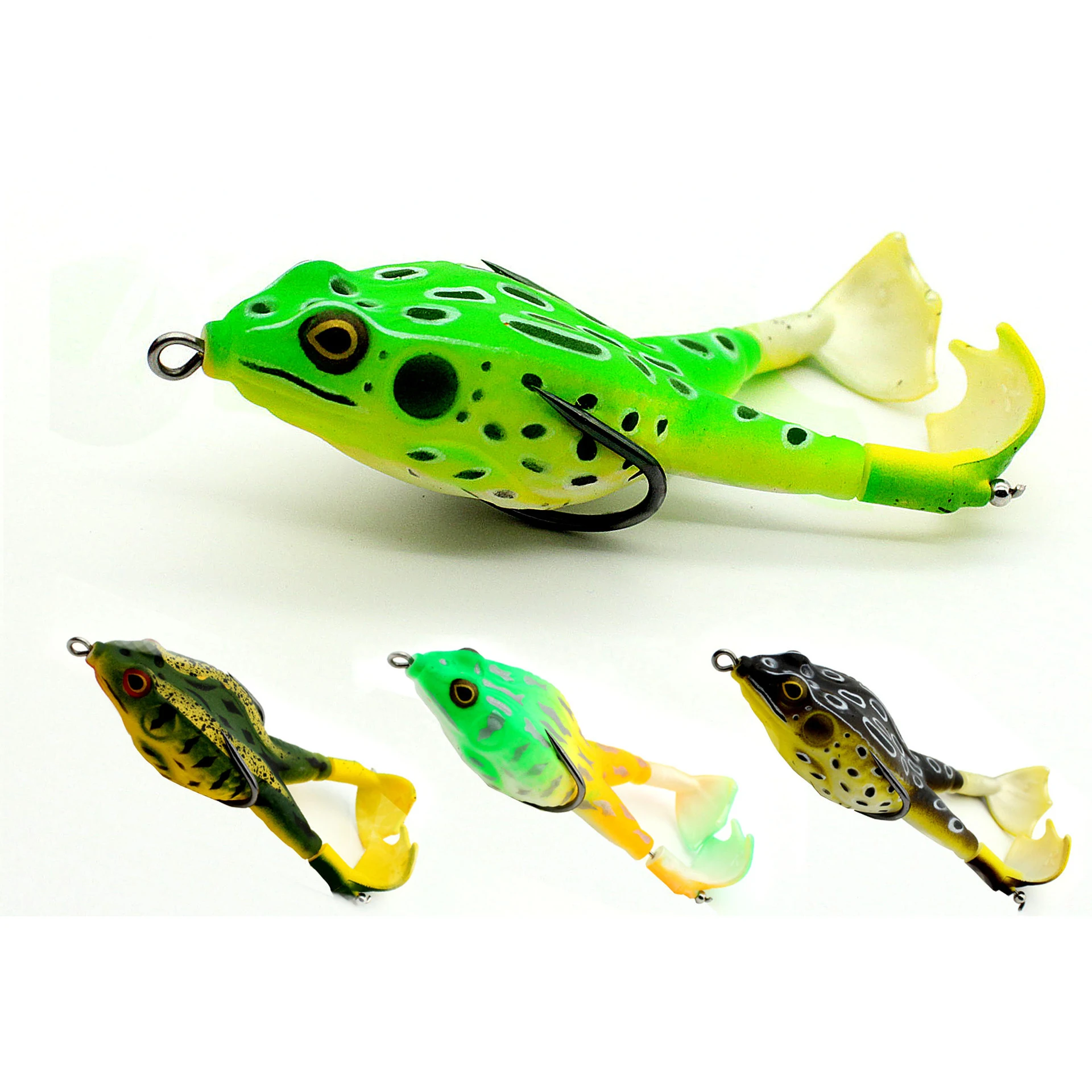 

Rotating lippers Snakehead Lure Two Hooks soft fishing frog lure, 6 colors