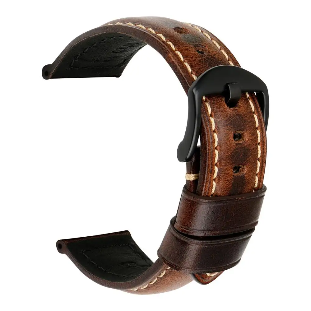 

MAIKES Factory Price 18mm 20mm 21mm Watch Bracelet Watchband Oil Wax Leather Bracelet 22 mm 24 mm Thick Leather Watch Strap