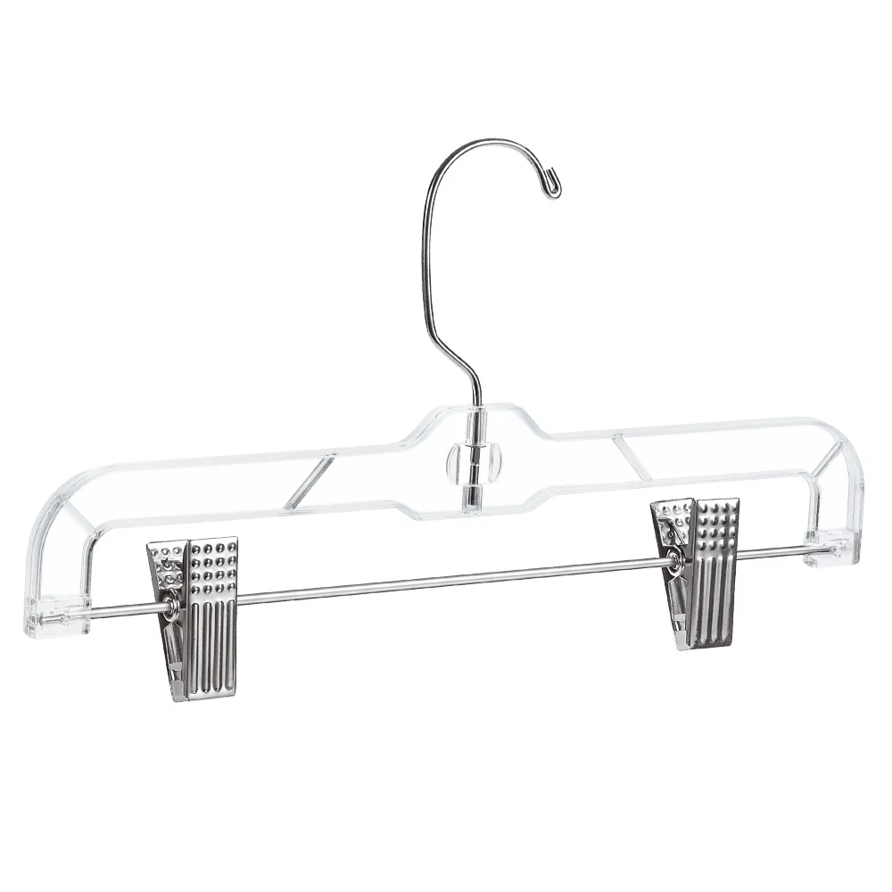 

Wholesale Clear Plastic Hanger For Pant Skirt With Clips, Clear, white, black
