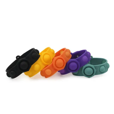 

Popular Design Decompression Finger Pop It Fidget Toy Bracelet Relax Silicone Wristband Bracelet, Black;purple;orange;yellow;green