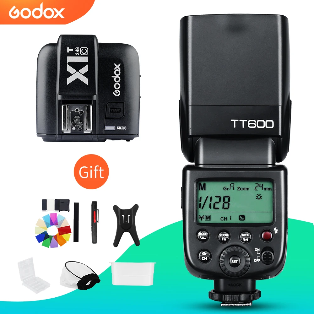 

Godox TT600 2.4G Wireless Camera Flash Speedlite + X1T-C/N/F Transmitter Wireless Flash Trigger for Canon Nikon Fujifilm Olympus, Black