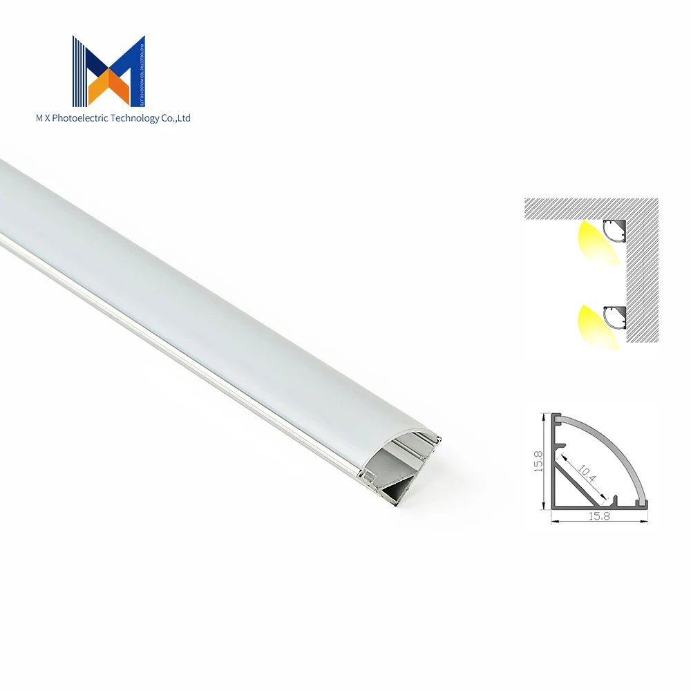 16x16mm 45 degrees angle corner aluminum mounting channel led extruded aluminum for cabinet and wall led aluminum profile