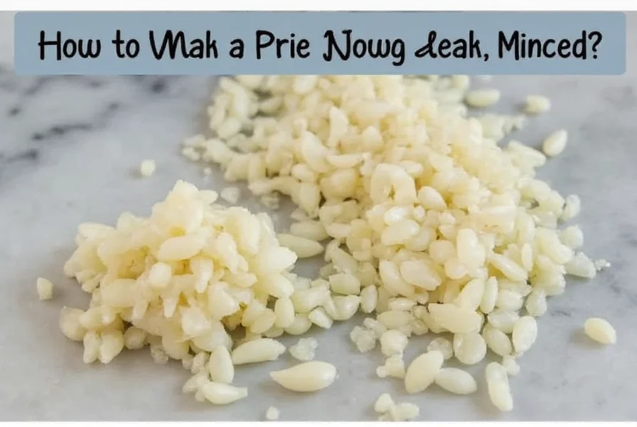 Chef's hand mincing fresh garlic cloves on a cutting board