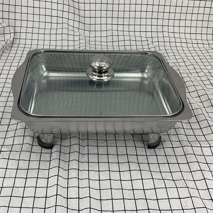 
Malaysia buffet stainless steel stove four-legged tray rectangular tray 