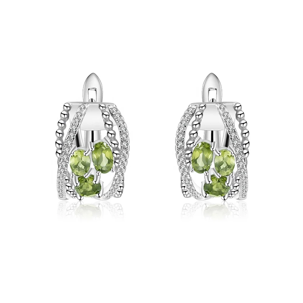 

Abiding Fashion Gemstone Jewelry Natural Peridot Earrings 925 Sterling Silver Twisted X Green Stone Earrings For Women