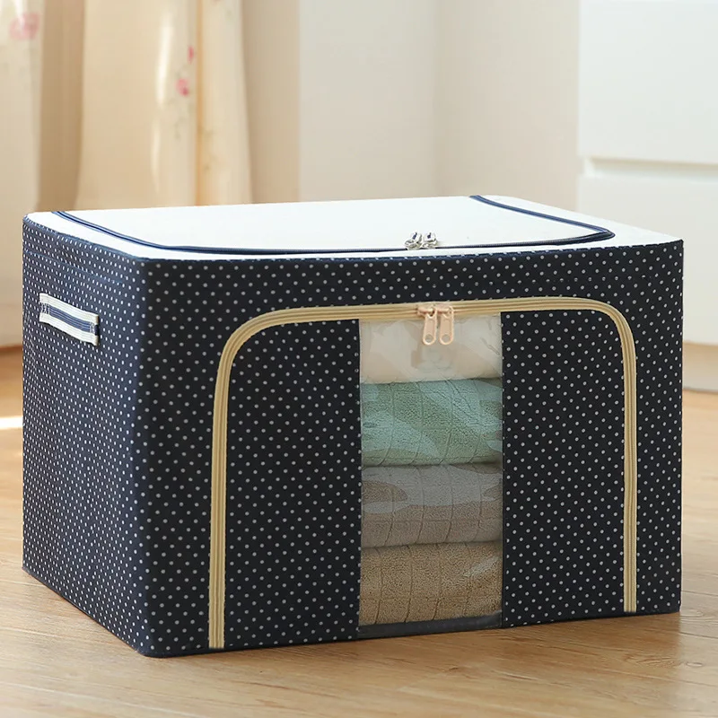 

Steel Frame Storage Box Oxford Cloth Storage Basket Folding Storage Bag with Lid