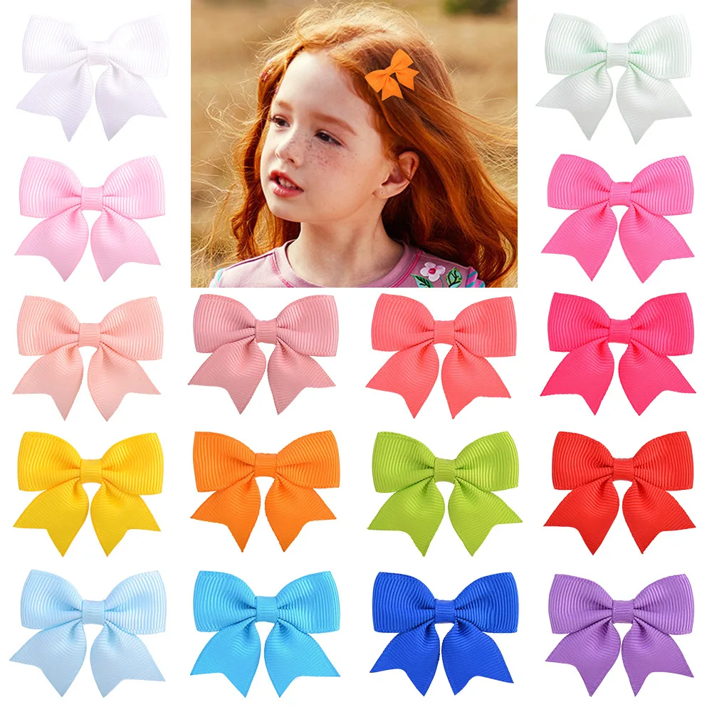 

20-color solid bow hairpin lovely princess clip for children hair accessories multicolored bow hair clips Duckbill clip, Picture