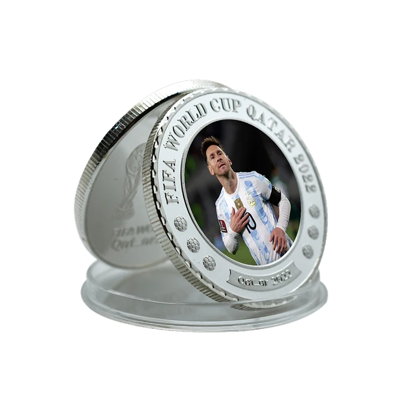 

12 Metal Crafts Famous Argentina Football Player Messi Gold Plated Commemorative Coin Silver Challenge Coins For Fans Nice Gifts