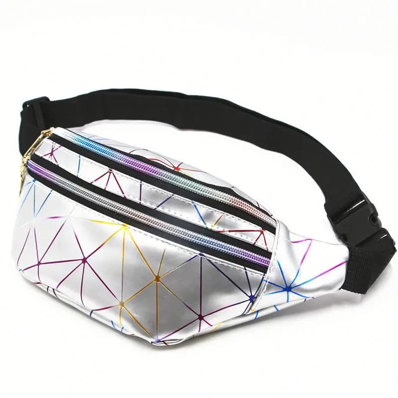 

Trendy Waterproof Hologram PU Waist Bag Outdoor Fanny Pack Laser Bum Bag Travel Beach Purse for Woman