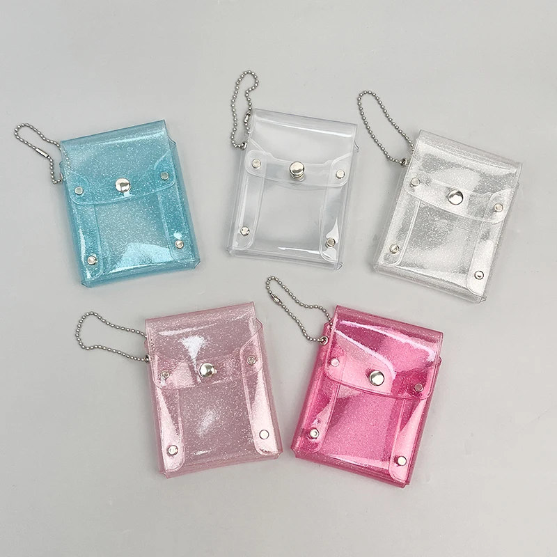 

Kawaii Clear Glitter Lipstick Storage Bag Waterproof Pvc Plastic Card Holder Cute Organizer Wallet Bag Accessories