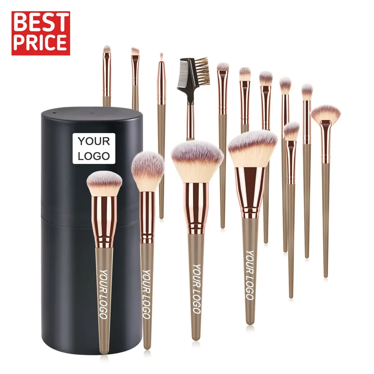 15 Champagne Gold Makeup Brush Set Loose Powder Foundation Brush Wholesale Makeup Brushes