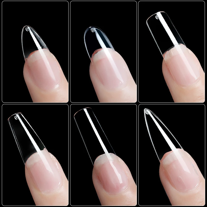 

unha 100 Pcs Clear Coffin Fake Nails Long Ballet ABS Full Coverage Nail tips