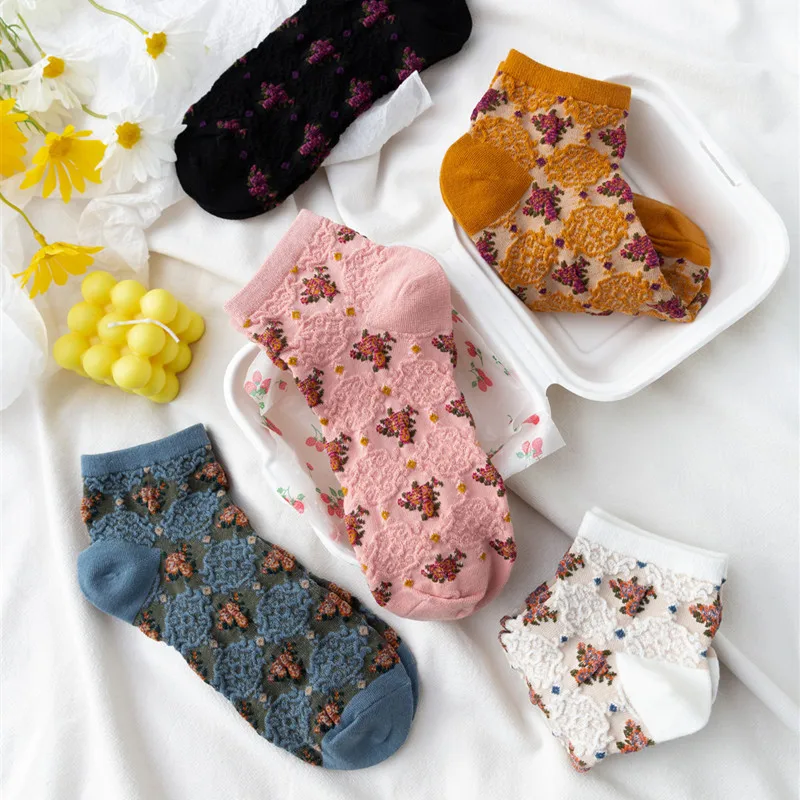 

2021 New Design Ladies Flower Socks Colorful No Show Socks Women, Picture