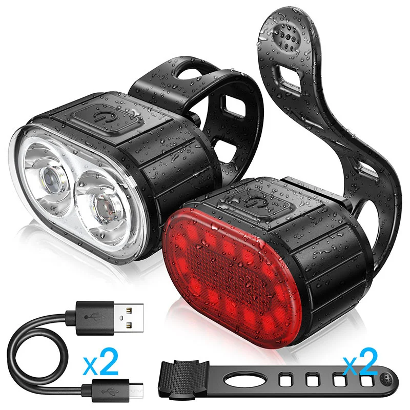 

High Quality LED Bike Front Light Head Lamp USB MTB Road Bicycle Headlight Rechargeable Cycling Taillight Bicycle