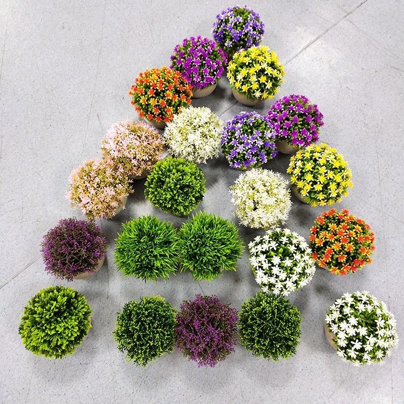 

FC7501 mini potted plants artificial with grey potted for office home desk decoration