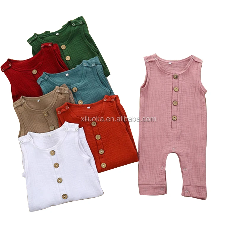 

New Style Wholesale Children Baby Clothes Muslin Cloths Sleeveless Baby Clothes Romper, Picture