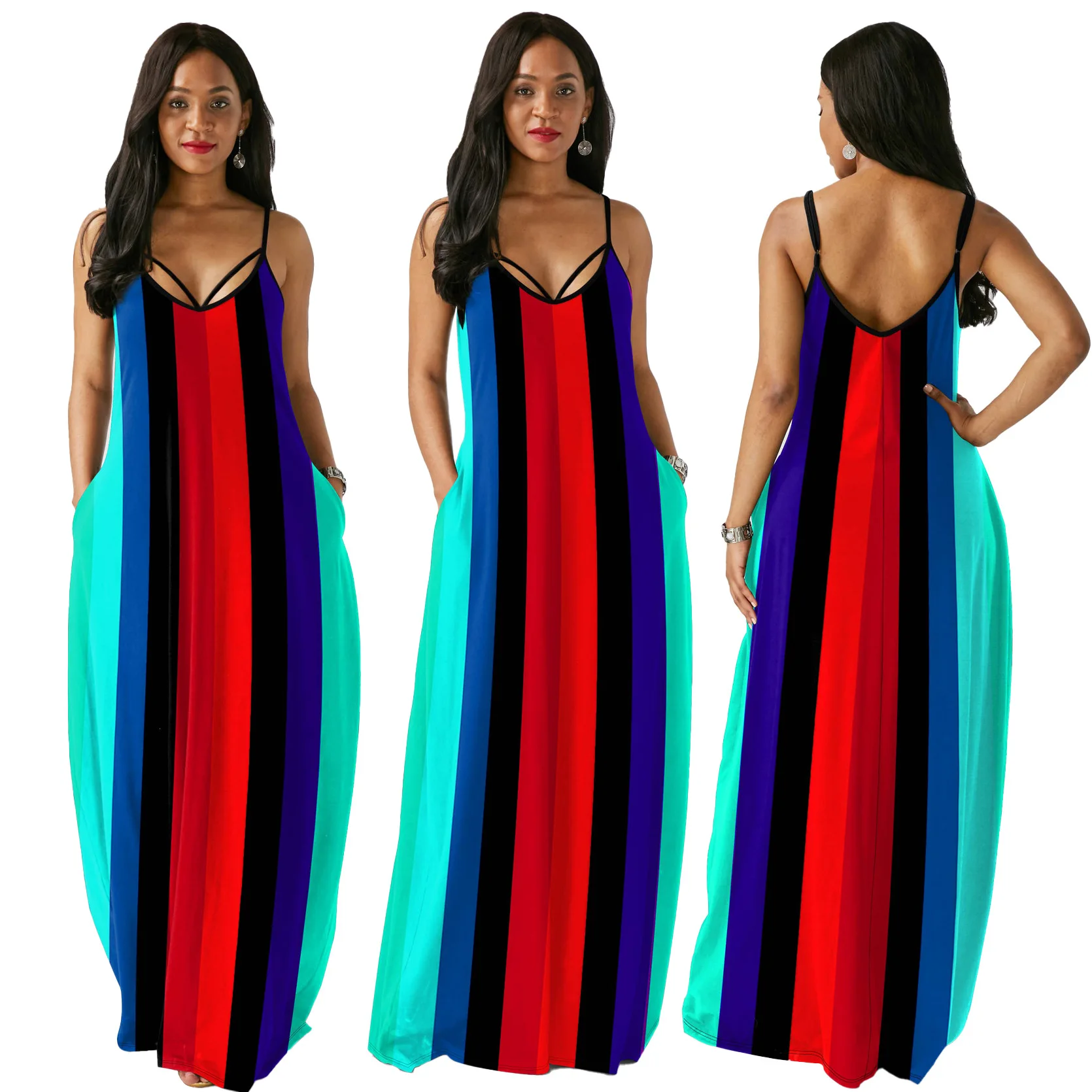

2021 plus size summer girls' women's dresses sexy fashion Casual loose sleeveless V-neck dress prom evening dress women clothing, Reveal