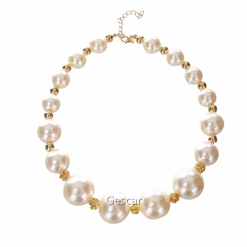 

Brand New Trendy Ladies Big Pearl Fashion Short Style Necklace Charming Women's Pearl Diamond Necklace Women Dress Accessories