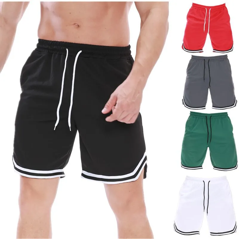 

Best selling summer breathable basketball mesh shorts pants vintage side striped gym work out plus size men's