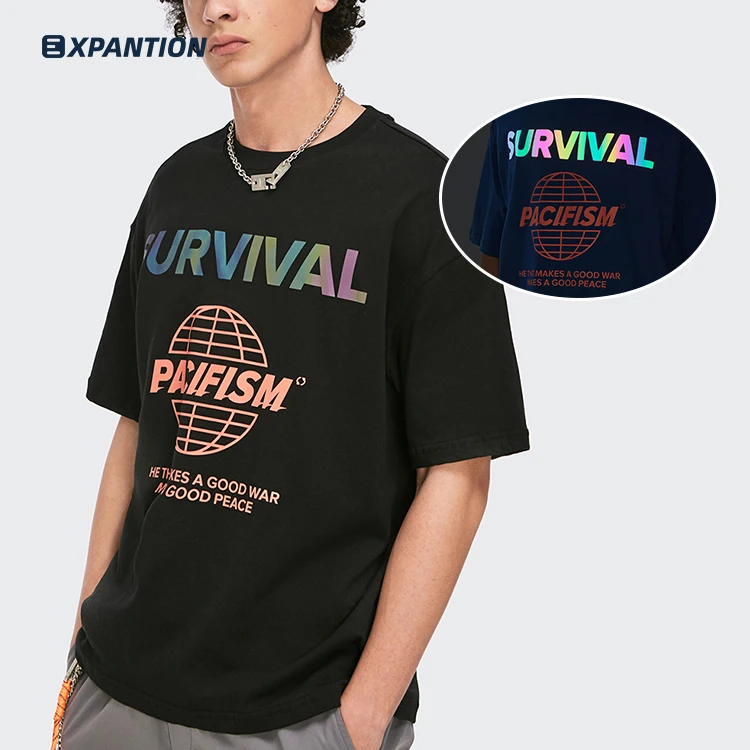 

EXP summer short sleeve hip pop style streetwear reflective custom printing men's t shirt, 3 colors