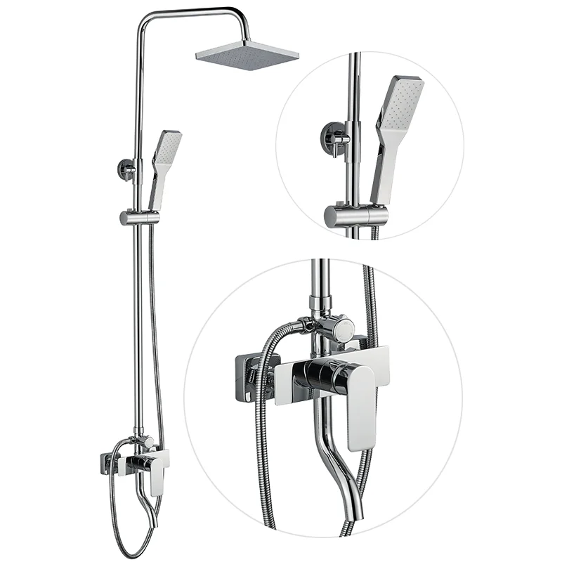 Modern Style Wall Mounted Shower Filter Bathroom Brass Chrome Shower Mixer Sets