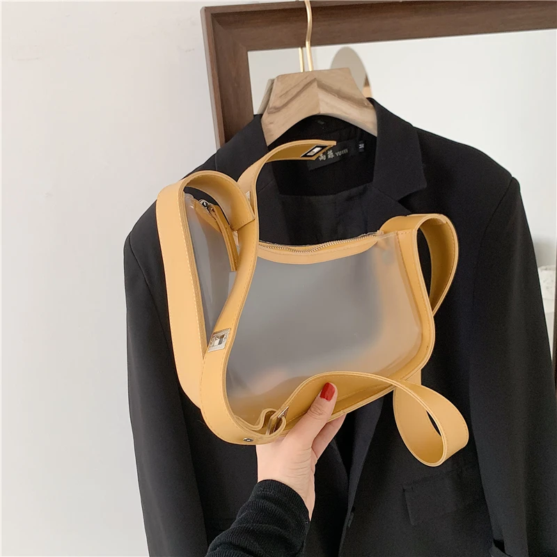 

Hot Selling Bag Female Fashion Broadband Shoulder Bag Matt PVC Clear Versatile Cross-body Commuting Armpit Bag, As picture