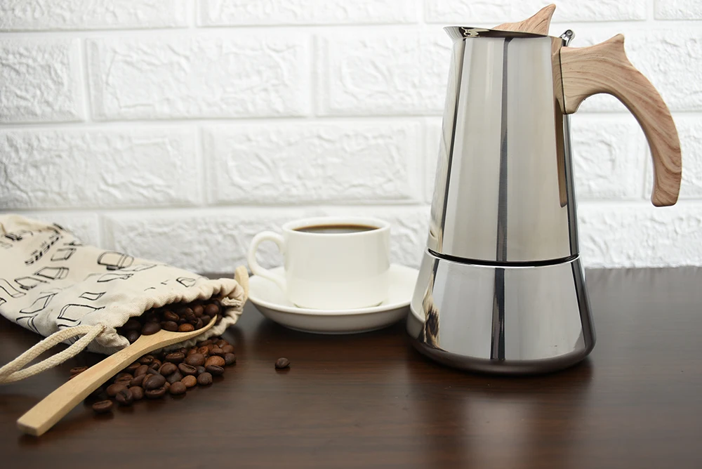 
High quality 6 cups stainless steel coffee maker induction coffee maker espresso moka coffee maker 