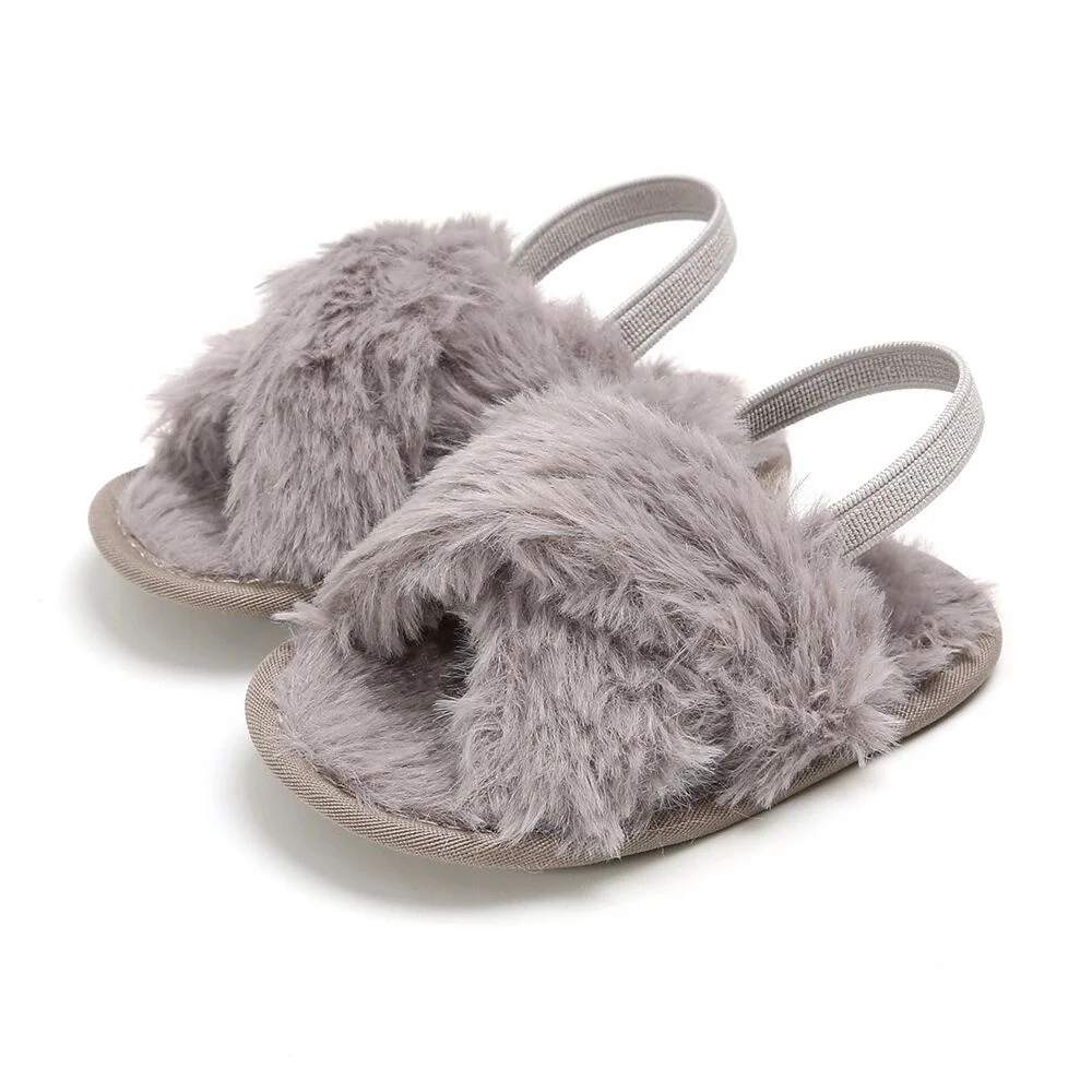 
Cute Newborn Fancy Fur Infant Little Kids Latest Design Baby Girl Slippers 