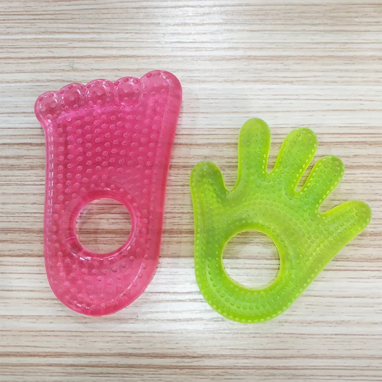 
2020 Wholesale Hands Shape Baby Teething Toys Cute Baby Teether Ice Ring Teether 
