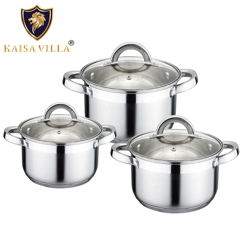 

KAISA VILLA (KV-2241)In Stock Cooking Pot Stainless Cookware Sets Kitchen Pots Cooking Set, Silver