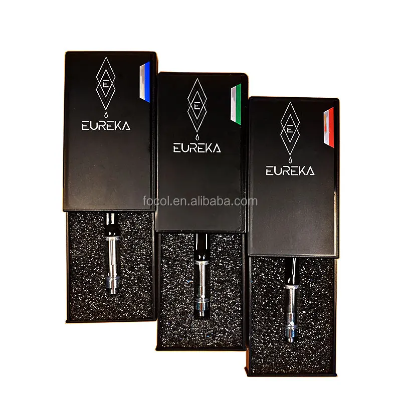 

0.8ML 1ML Eureka Cartridge Empty Hot Brands Glass Ceramic Atomizers With Packaging Box Eureka Clear Vape Cartridge, Custom