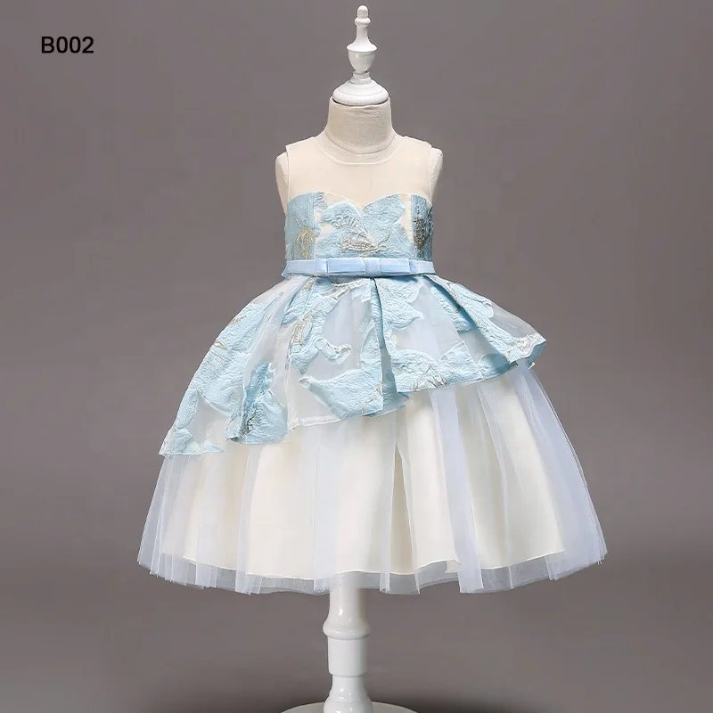 

Jancember B002 Hot Sell Little Queen Baby Girl Bow Lace Flower Girl Dresses Blue