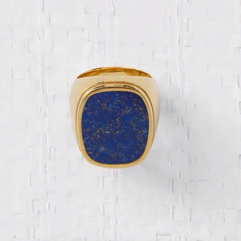 

Direct Selling Stainless Steel Gold Ring 18k Fashion Vintage Lapis Lazuli Rings