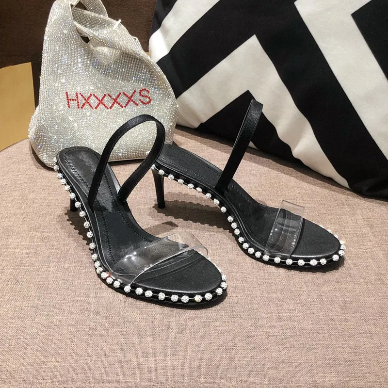 

2021 new sandal high-heeled transparent diamond shoe for women