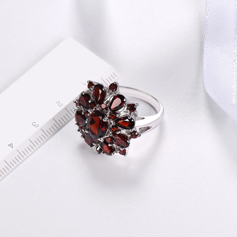 

Pomegranate red ruby ring with drill women luxury jewelry