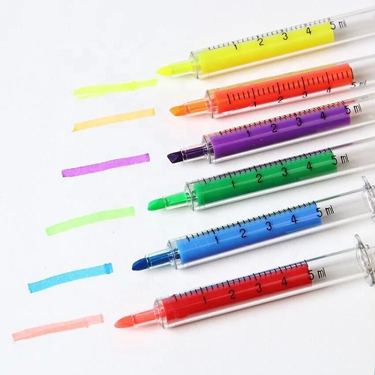

New Style Lailina Medical Injection Syringe Shaped Plastic Highlighter Imprint Pen For Nurse Gifts