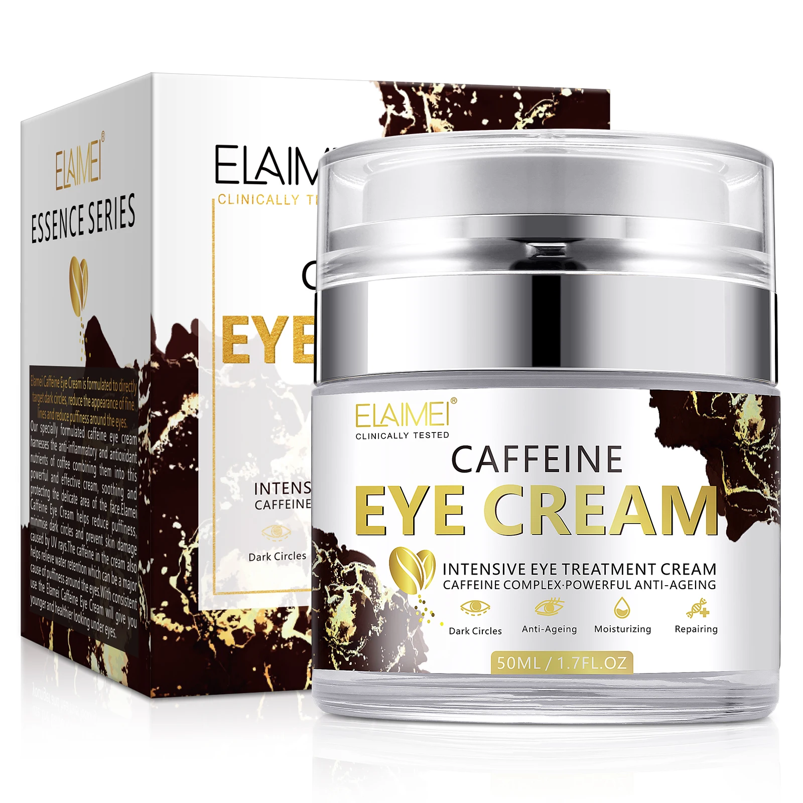 

ELAIMEI Private Label Anti Aging Firming Brightening Moisturizing Eye Bag Removal Dark Circle Coffee Eye Cream
